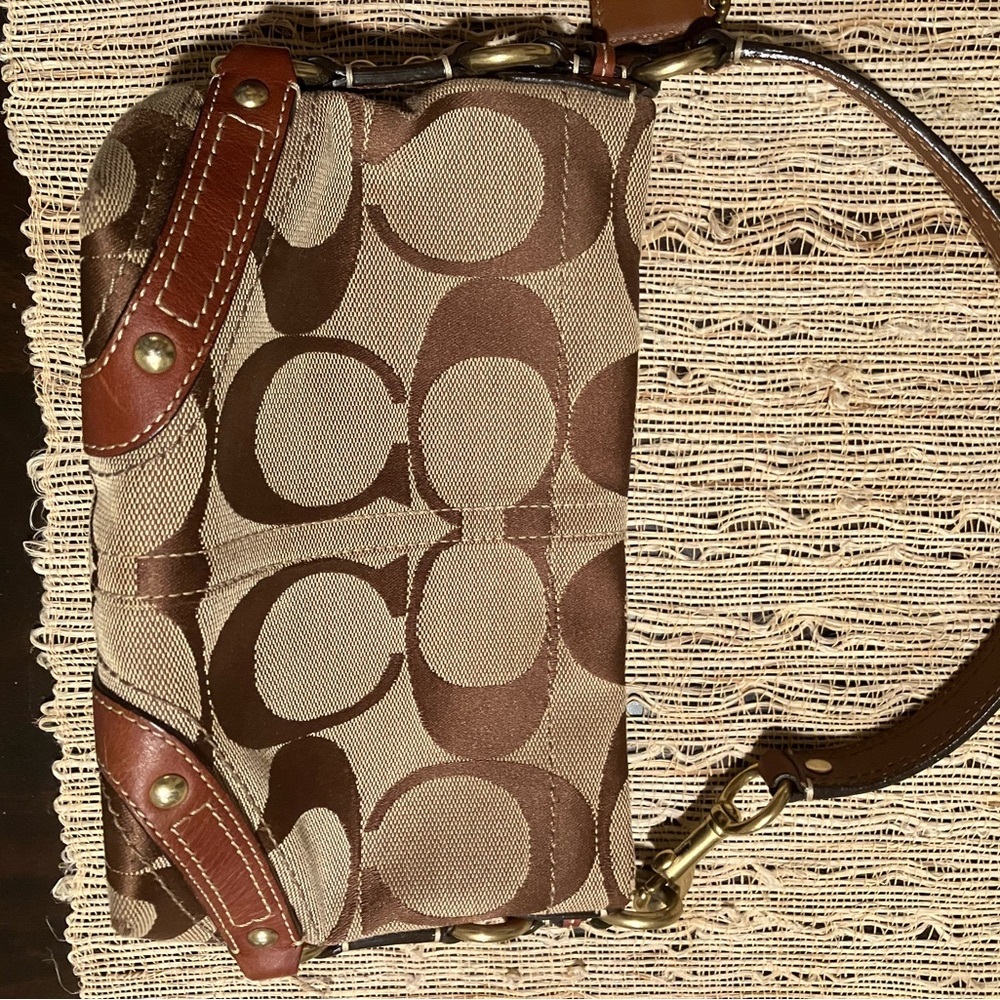 Elegant Coach Brown Patterned Handbag